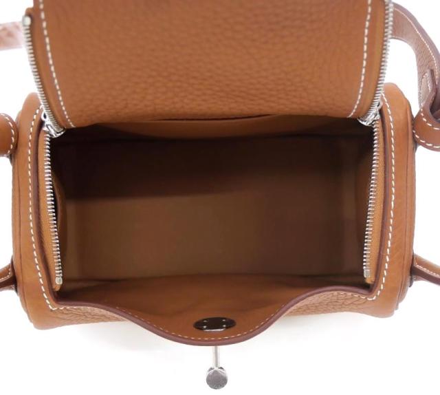 エルメス HERMES ショルダーバッグ リンディミニ W目じるし SV金具 ゴールド トリヨンクレマンス(67502)