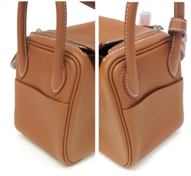 エルメス HERMES ショルダーバッグ リンディミニ W目じるし SV金具 ゴールド トリヨンクレマンス(67502)