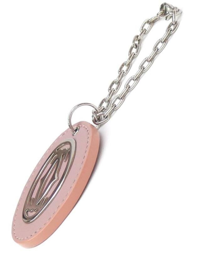 Cartier ピンク レザー キーリング カルティエ CARTIER ディアボロ