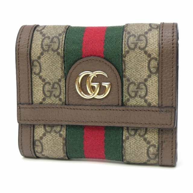 グッチ GUCCI 三つ折り財布 オフィディア GGウォレット GGスプリーム GGフレンチフラップ 【中古】(67813)