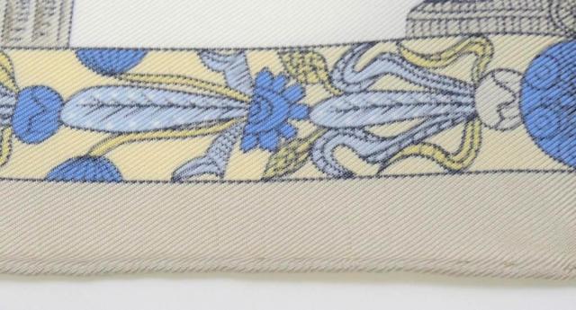 エルメス HERMES スカーフ カレ45 TORANA 塔門 象 ライトグレー シルク