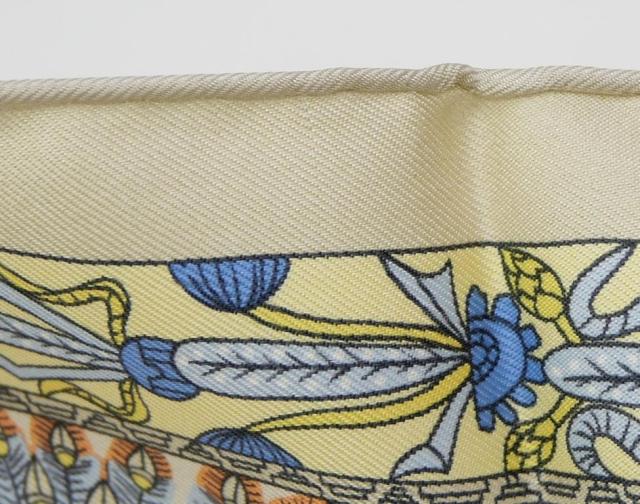 エルメス HERMES スカーフ カレ45 TORANA 塔門 象 ライトグレー シルク