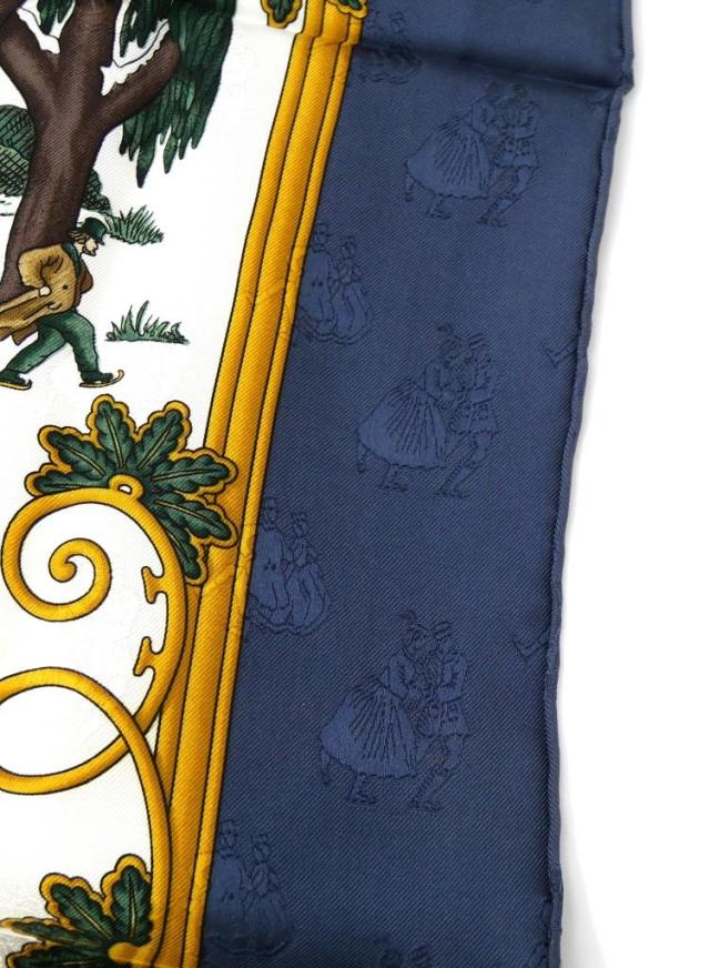 HERMES カレ90 シルクスカーフ ネイビーxボルドー エルメス カレ90 Clic Clac クリッククラック シルク スカーフ