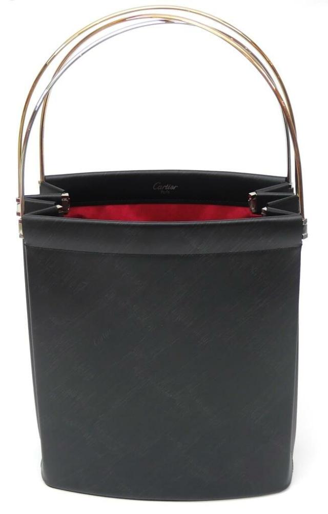 カルティエ Cartier トリニティ ハンドバッグ 黒 レザー 【中古】(68166) 