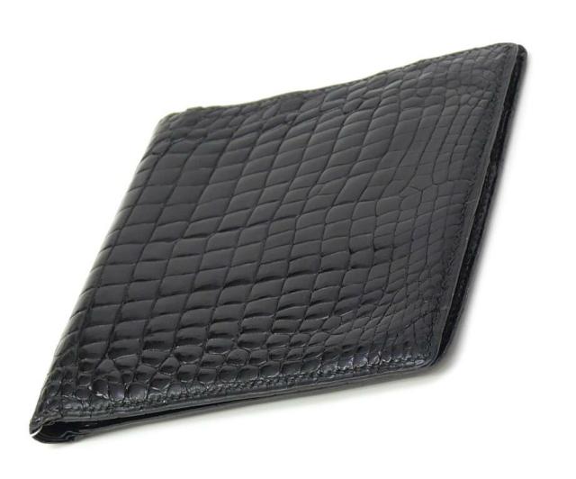 モラビト MORABITO 二つ折り財布 札＆カード入れ 黒 クロコダイル