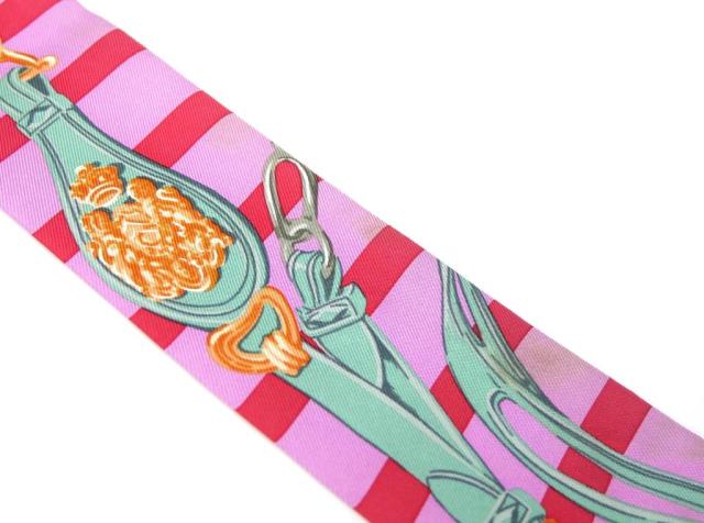 エルメス HERMES スカーフ ツイリー BRIDES de GALA 式典用馬勒 ピンク