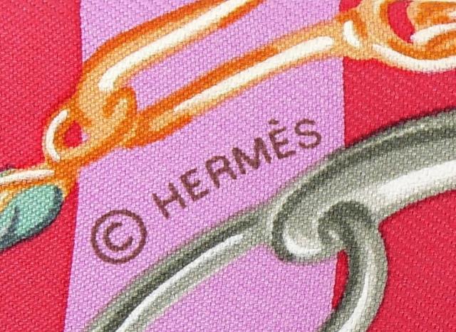 エルメス HERMES スカーフ ツイリー BRIDES de GALA 式典用馬勒 ピンク