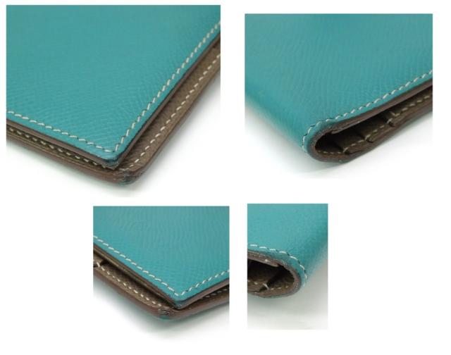 エルメス HERMES 長財布 ベアン □P刻印 SV金具 エトゥープ×ブルーパオン エプソン 【中古】(68707)_9