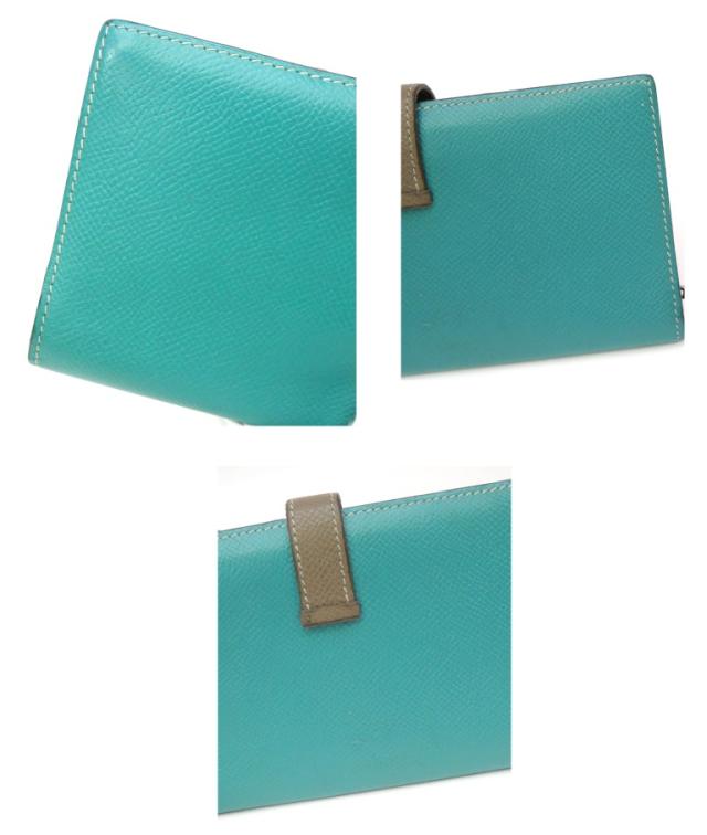 エルメス HERMES 長財布 ベアン □P刻印 SV金具 エトゥープ×ブルーパオン エプソン 【中古】(68707)_10