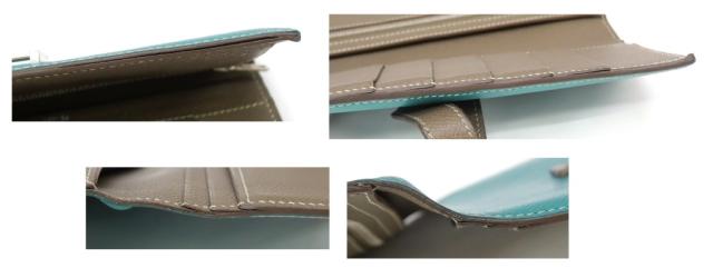 エルメス HERMES 長財布 ベアン □P刻印 SV金具 エトゥープ×ブルーパオン エプソン 【中古】(68707)_11