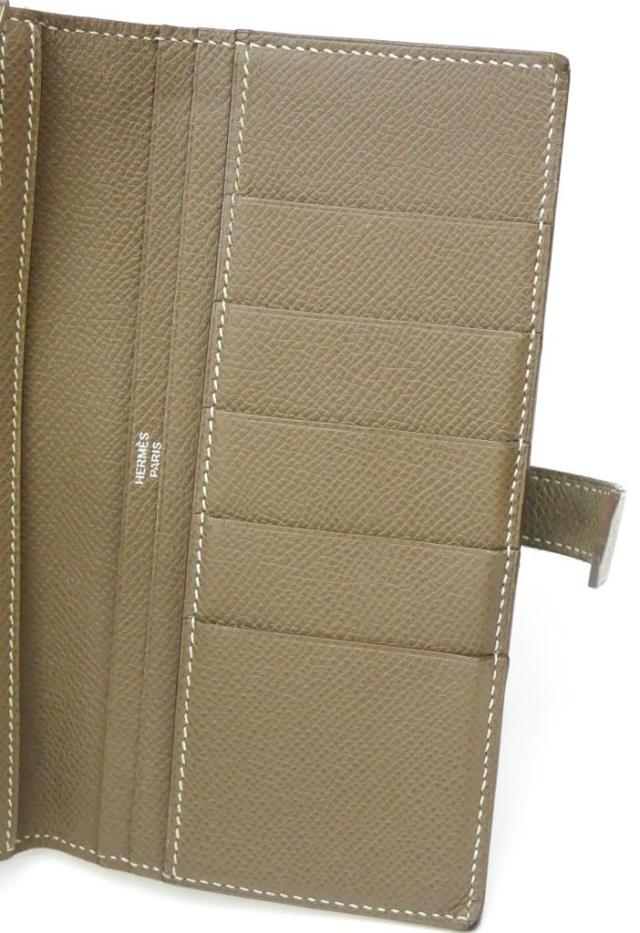 エルメス HERMES 長財布 ベアン □P刻印 SV金具 エトゥープ×ブルーパオン エプソン 【中古】(68707)_12