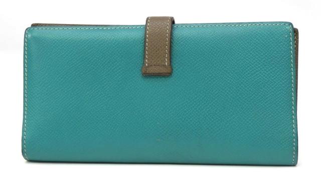 エルメス HERMES 長財布 ベアン □P刻印 SV金具 エトゥープ×ブルーパオン エプソン 【中古】(68707)_1