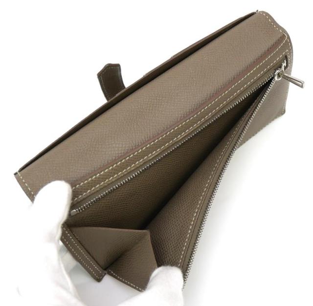 エルメス HERMES 長財布 ベアン □P刻印 SV金具 エトゥープ×ブルーパオン エプソン 【中古】(68707)_4