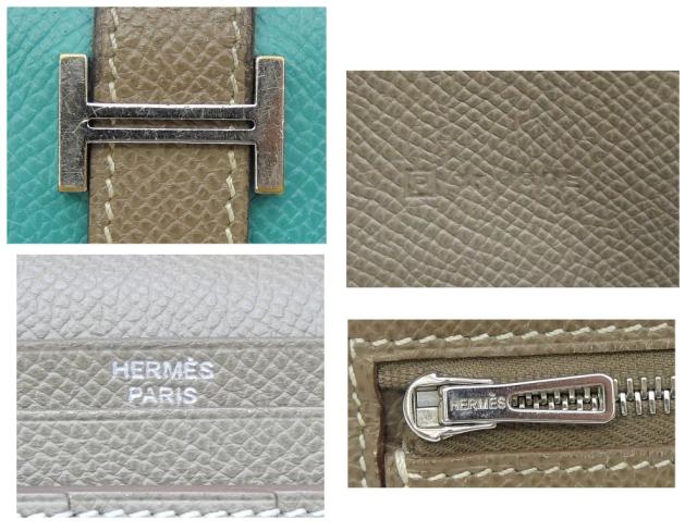 エルメス HERMES 長財布 ベアン □P刻印 SV金具 エトゥープ×ブルーパオン エプソン 【中古】(68707)_5