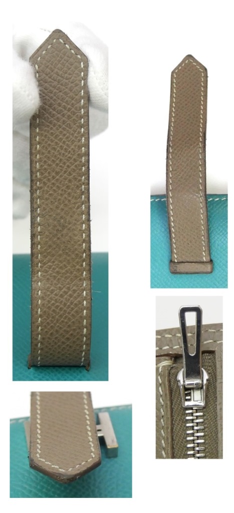 エルメス HERMES 長財布 ベアン □P刻印 SV金具 エトゥープ×ブルーパオン エプソン 【中古】(68707)_7