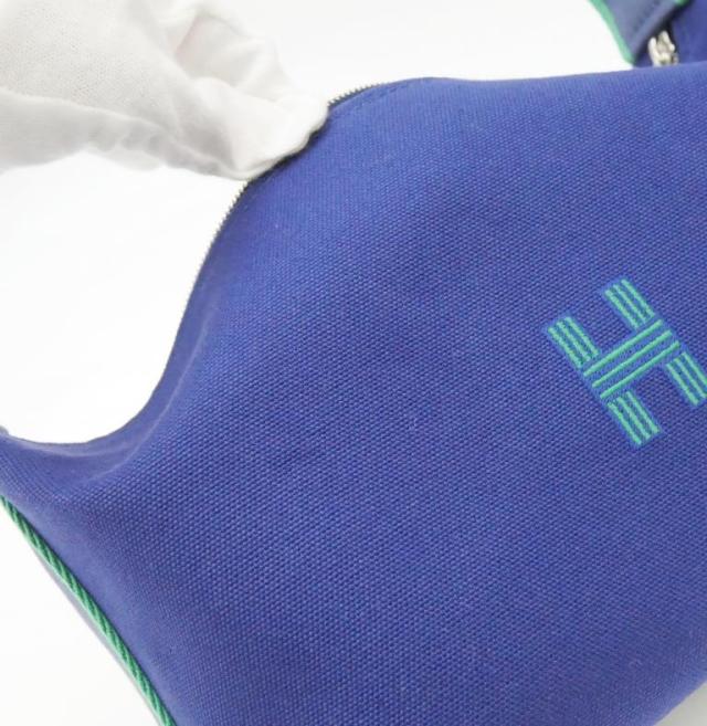 エルメス HERMES ブリッド ア ブラックPM ポーチ マリーンブルー キャンバス(68843)_15