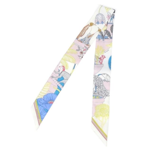 エルメス HERMES スカーフ ツイリー プレシャスパラダイス ブルー シルク100％ 【中古】(69026)