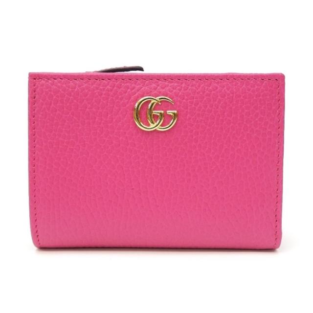 グッチ GUCCI ダブルGバイカラースモールウォレット 二つ折り財布 ピンク レザー(69123)