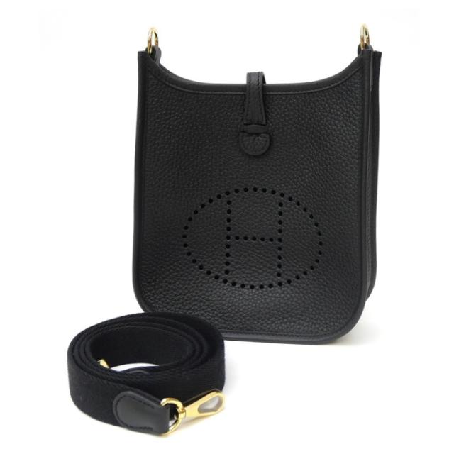 エルメス HERMES ショルダーバッグ エブリンTPMアマゾン K刻印 G金具 黒 トリヨンクレマンス(69128)