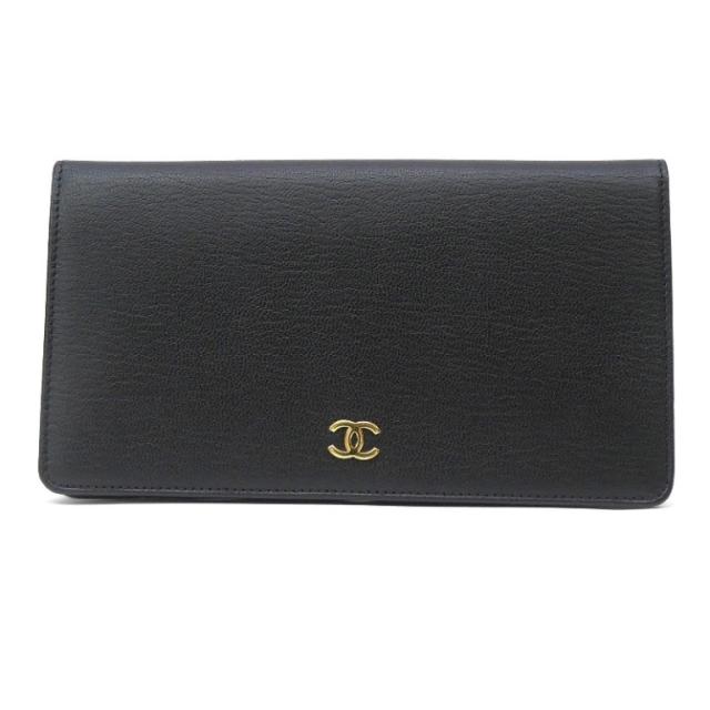 シャネル CHANEL かぶせ長財布 レザー 【中古】(69240)