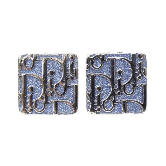 C・ディオール Christian Dior トロッター イヤリング ロゴ ブルー 【中古】(69319)