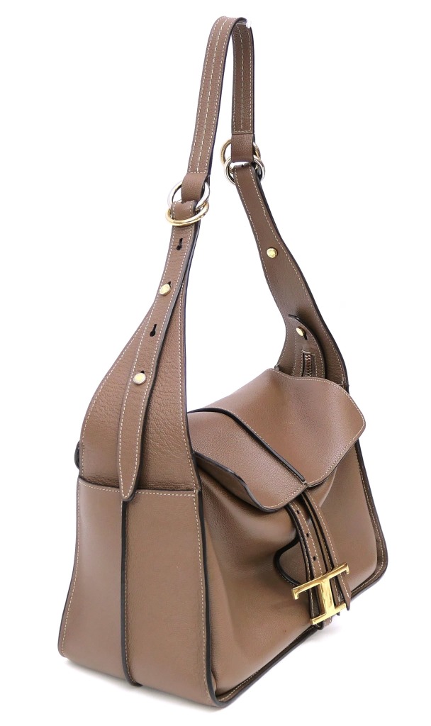 トッズ TOD’S Tタイムレス ショルダーバッグ ブラウン レザー 【中古】(69601)_2