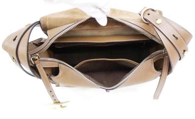 トッズ TOD’S Tタイムレス ショルダーバッグ ブラウン レザー 【中古】(69601)_4