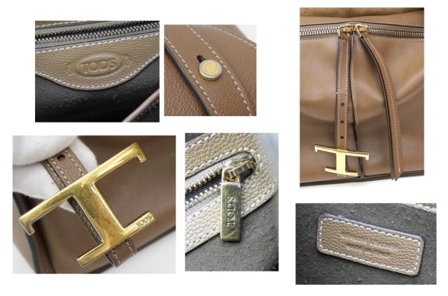 トッズ TOD’S Tタイムレス ショルダーバッグ ブラウン レザー 【中古】(69601)_6