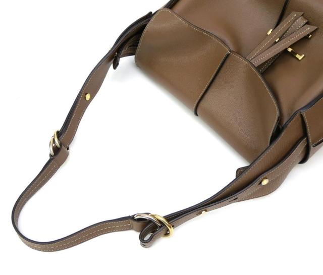トッズ TOD’S Tタイムレス ショルダーバッグ ブラウン レザー 【中古】(69601)_7