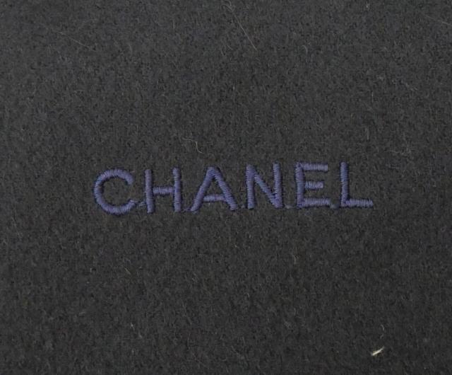 シャネル CHANEL マフラー ロゴ ネイビー 【中古】(69629)