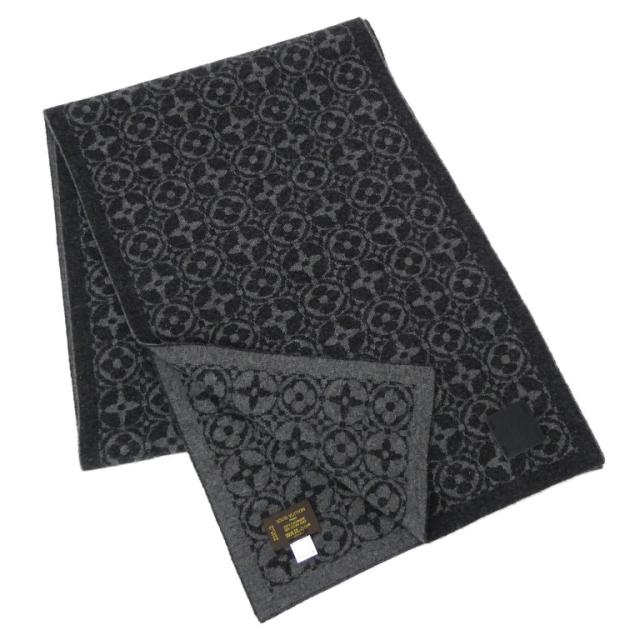ルイ・ヴィトン LOUISVUITTON エシャルプスキー マフラー モノグラムフラワー M71953 グレー カシミヤ 【中古】(69630)