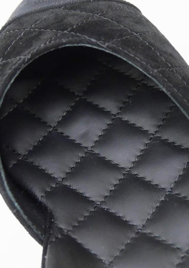 シャネル CHANEL マトラッセ フラットパンプス アンクルストラップ サイドカット 黒 スエード 35.5(69649)_10