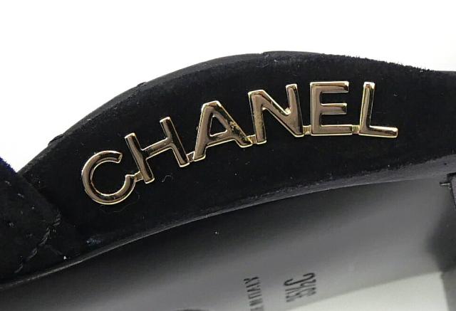 シャネル CHANEL マトラッセ フラットパンプス アンクルストラップ サイドカット 黒 スエード 35.5(69649)_5