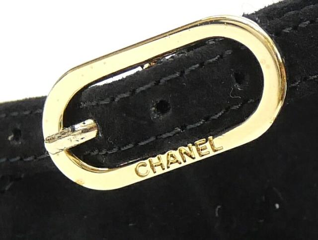 シャネル CHANEL マトラッセ フラットパンプス アンクルストラップ サイドカット 黒 スエード 35.5(69649)_6