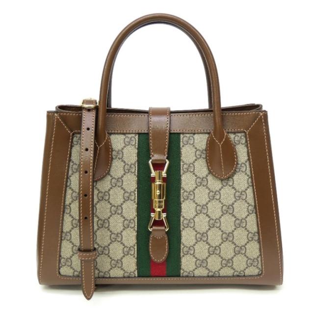 グッチ GUCCI ミディアムトートバッグ ジャッキー GGスプリーム 2WAY ブラウン 【中古】(69691)