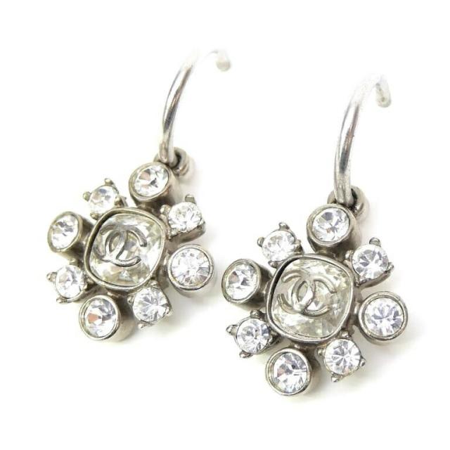 シャネル CHANEL ピアス スイングピアス ラインストーン 08A シルバー【中古】(69685)