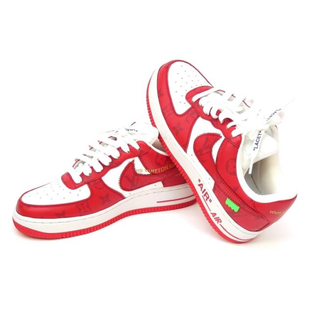 ルイヴィトン×ナイキ LOUIS VUITTON × NIKE エア フォース 1 ヴァージル・アブロー Air Force 1 by Virgil Abloh ホワイト×コメットレッド レザー 5.5(69766)