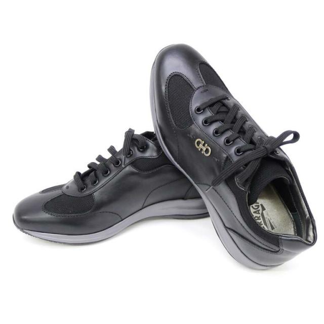 フェラガモ Ferragamo スニーカー ガンチーニ 黒 7.5 【中古】(69892)