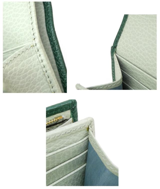 グッチ GUCCI 三つ折り財布 ダブルG ミディアム ウォレット グリーン レザー 【中古】(69904)_13