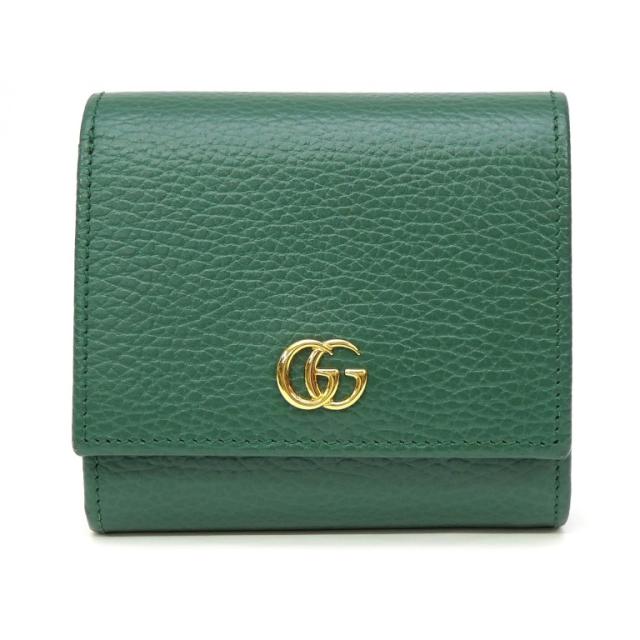 グッチ GUCCI 三つ折り財布 ダブルG ミディアム ウォレット グリーン レザー 【中古】(69904)_1
