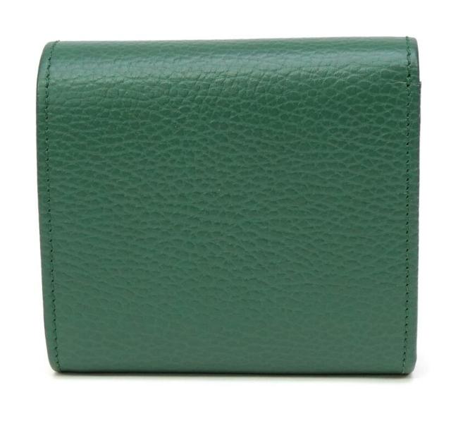 グッチ GUCCI 三つ折り財布 ダブルG ミディアム ウォレット グリーン レザー 【中古】(69904)_2