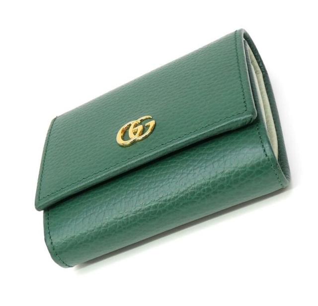グッチ GUCCI 三つ折り財布 ダブルG ミディアム ウォレット グリーン レザー 【中古】(69904)_3