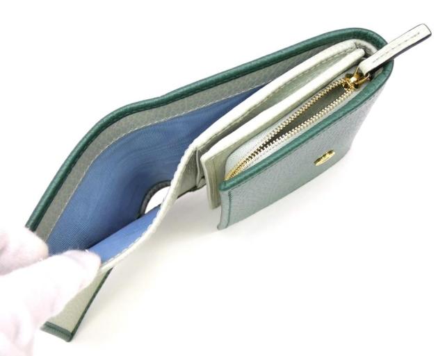 グッチ GUCCI 三つ折り財布 ダブルG ミディアム ウォレット グリーン レザー 【中古】(69904)_5