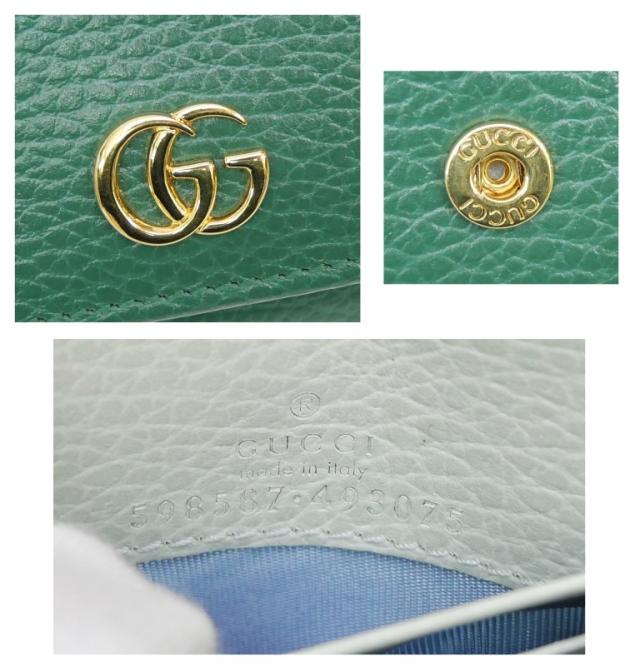 グッチ GUCCI 三つ折り財布 ダブルG ミディアム ウォレット グリーン レザー 【中古】(69904)_6