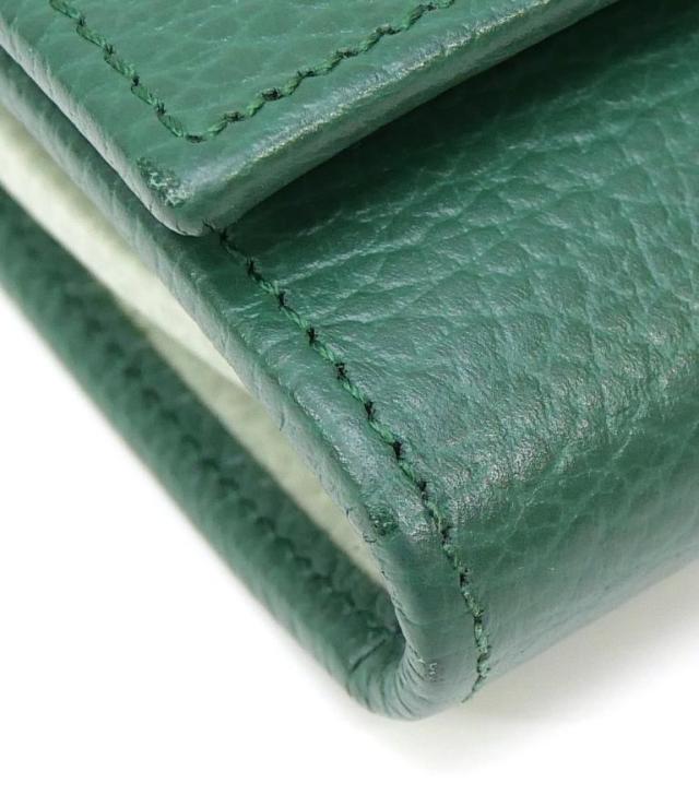 グッチ GUCCI 三つ折り財布 ダブルG ミディアム ウォレット グリーン レザー 【中古】(69904)_7
