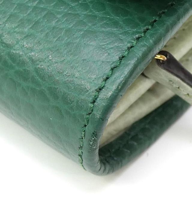 グッチ GUCCI 三つ折り財布 ダブルG ミディアム ウォレット グリーン レザー 【中古】(69904)_8