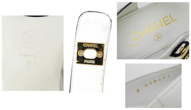 シャネル CHANEL メリージェーン バイカラー フラットパンプス ストラップ 黒×白 パテント×レザー 35C(70469)_8