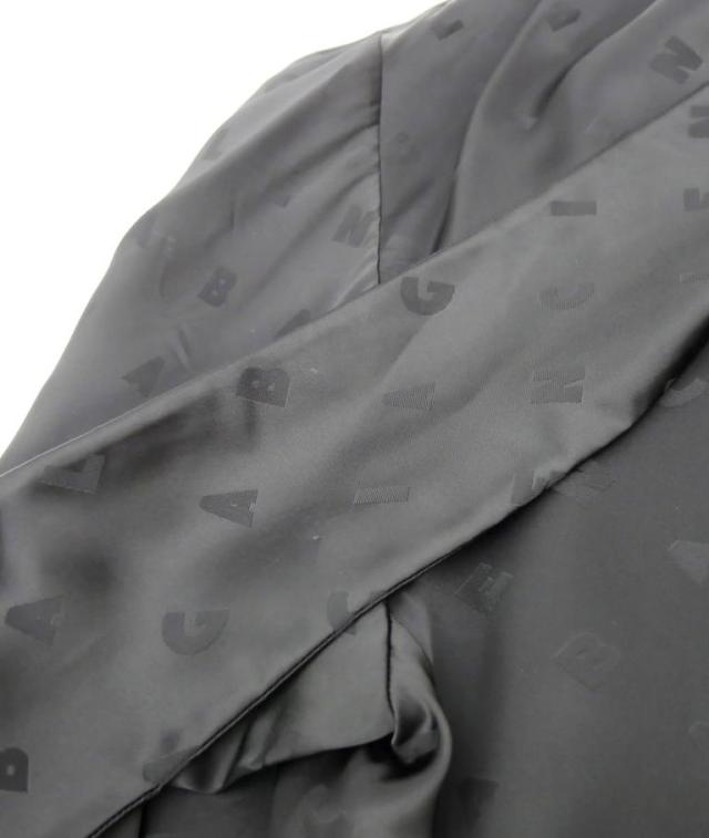 バレンシアガ BALENCIAGA ボウタイブラウス ロゴ総柄 黒 レーヨン 【中古】(70528)_11
