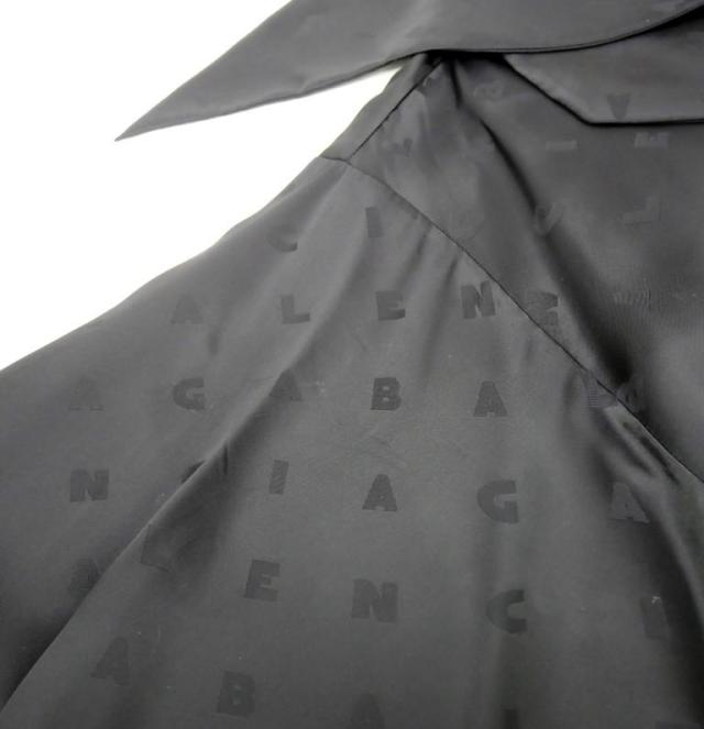バレンシアガ BALENCIAGA ボウタイブラウス ロゴ総柄 黒 レーヨン 【中古】(70528)_15