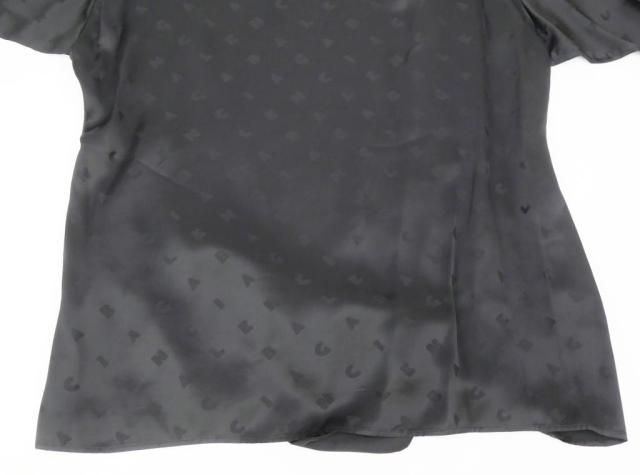 バレンシアガ BALENCIAGA ボウタイブラウス ロゴ総柄 黒 レーヨン 【中古】(70528)_17